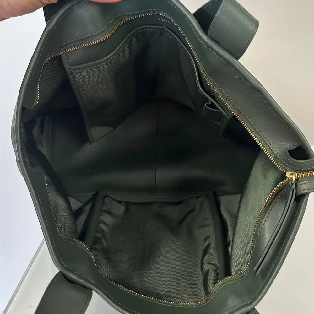 Skagen Lisabet Leather Canvas Tote Hunter Green